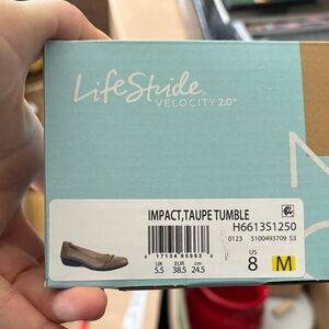 LifeStride Taupe Wedge Flats